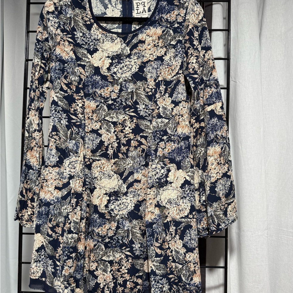 PPLA Navy and Cream Patterned Dress